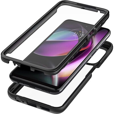 SaharaCase GRIP Series Case for Motorola Moto G 5G (2022), Black/Clear (CP00242)