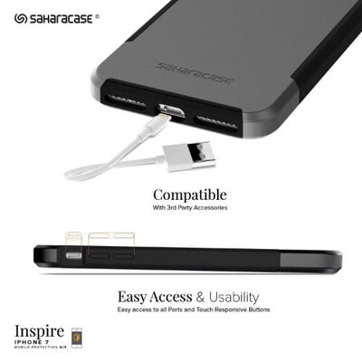 SaharaCase Inspire Series Case for Apple iPhone 7, 8, SE (3rd Generation 2022), Black/Gray (CP00272)