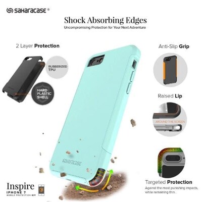 SaharaCase Inspire Series Case for Apple iPhone 7, 8, SE (3rd Generation 2022), Teal (CP00276)
