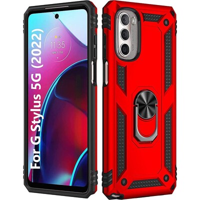 SaharaCase Military Kickstand Series Case for Motorola Moto G Stylus 5G (2022), Red (CP00288)