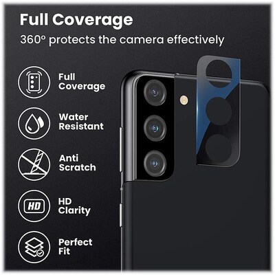 SaharaCase ZeroDamage Camera Lens Protector for Samsung Galaxy S21 FE 5G, Clear, 2/Pack/Black (ZD00082)