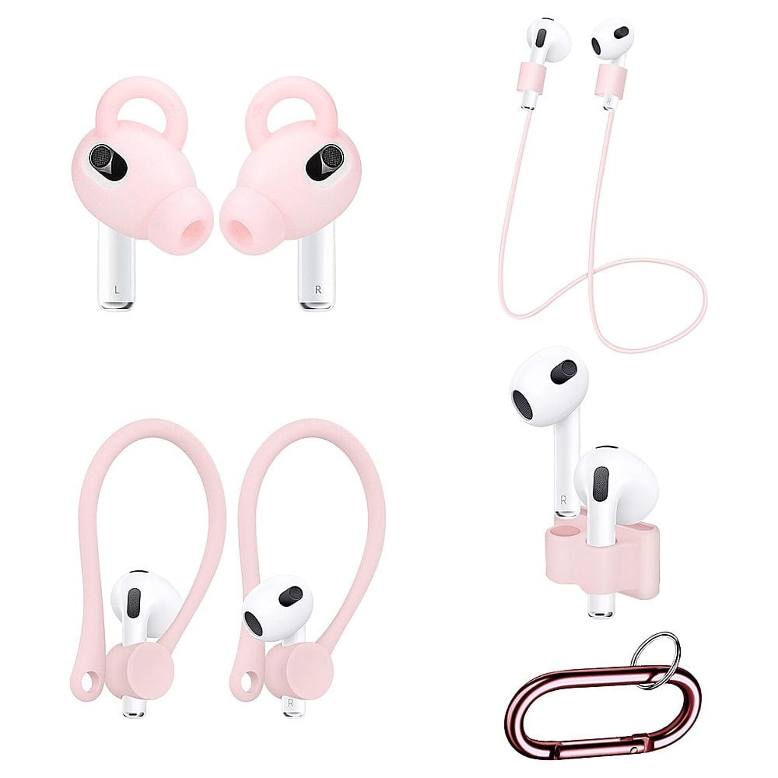 SaharaCase Silicone Accessories Kit for Apple AirPods 3 (3rd Generation), Pink (HP00099)