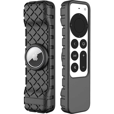 SaharaCase Apple TV 4K Remote Silicone Case for Apple AirTag, Black (AT00010)