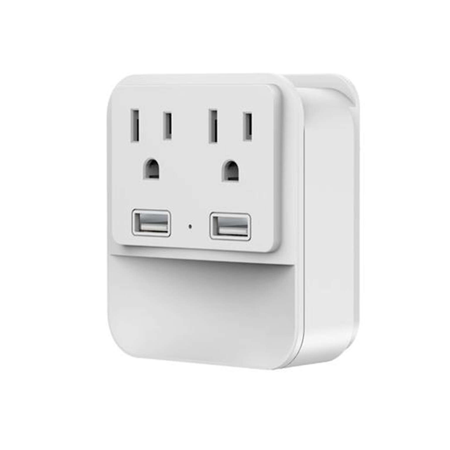 LAX Gadgets 2 Wall Outlets with 2 USB Ports and Nightlight, White