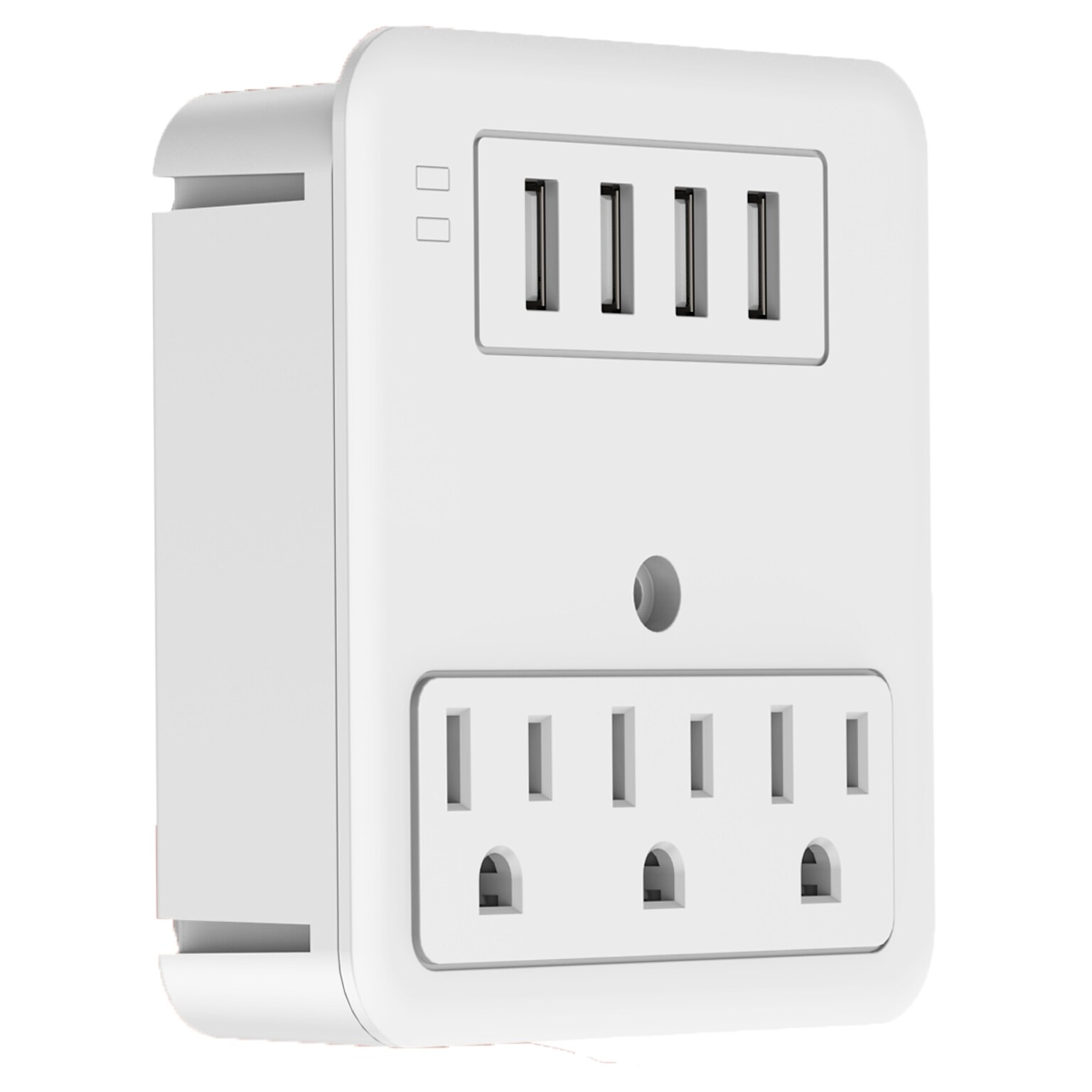 LAX Gadgets Surge Protector 3 Wall Outlets with 4 USB Ports, White