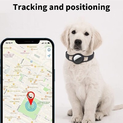 SaharaCase Silicone Dog Collar for Apple AirTag, Small and Medium Dogs, Black (AT00017)