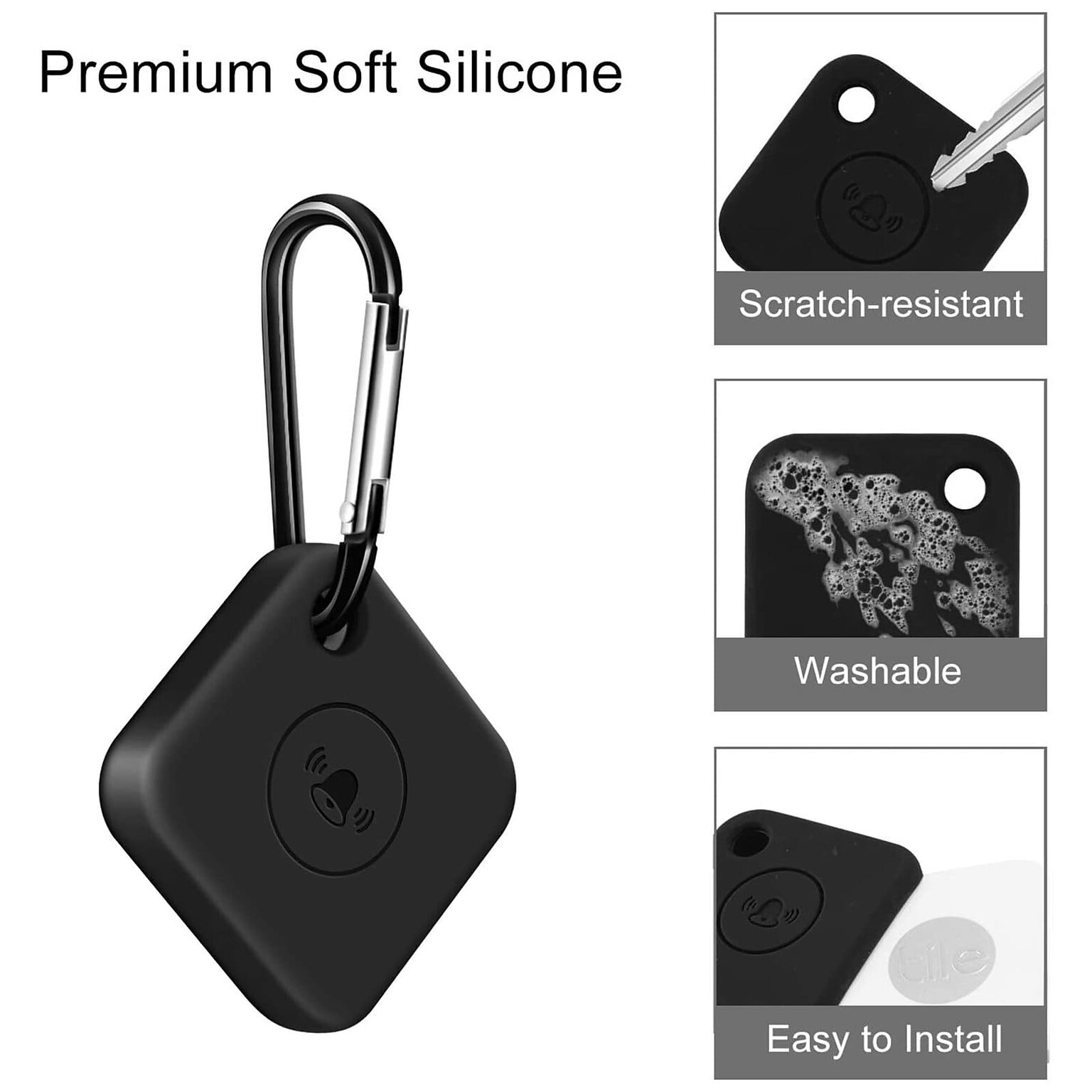 SaharaCase Silicone Case for Tile Mate, Black/Blue/Red/White, 4/Pack (AT00027)