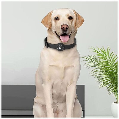 SaharaCase Adjustable Silicone Dog Collar for Apple AirTag, Large Dogs), Black (AT00030)