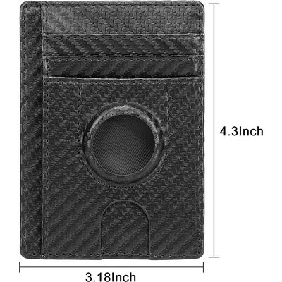 SaharaCase Slim Leather Wallet Case for Apple AirTag, Black/Carbon (AT00036)