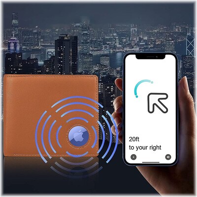 SaharaCase Genuine Leather Wallet Case for Apple AirTag, Brown (AT00038)