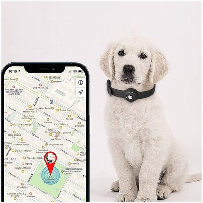 SaharaCase Adjustable Silicone Dog Collar for Apple AirTag, Large Dogs, Black, 2/Pack (AT00042)