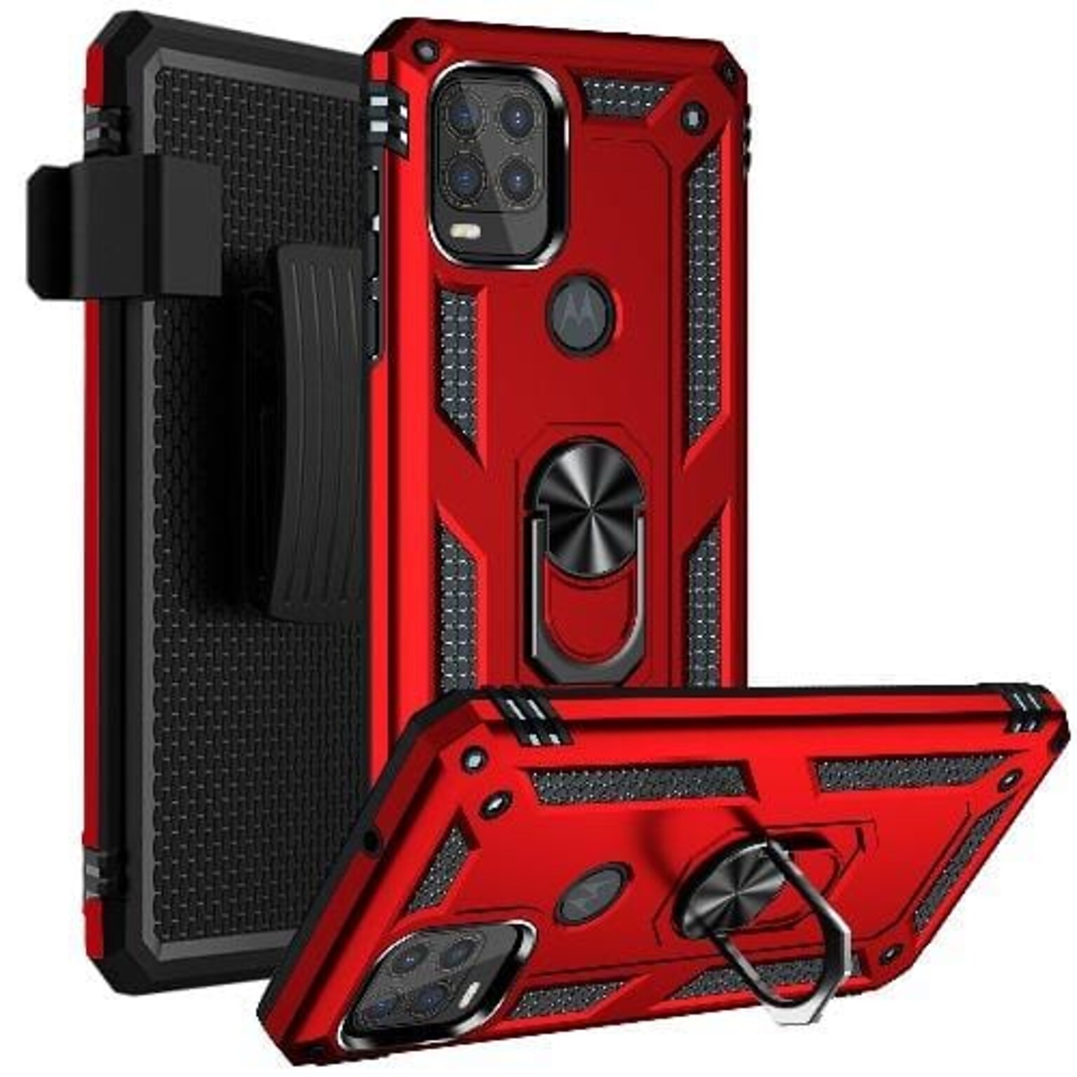 SaharaCase Military Kickstand Case for Motorola Moto G Stylus 5G, Red (CP00090)