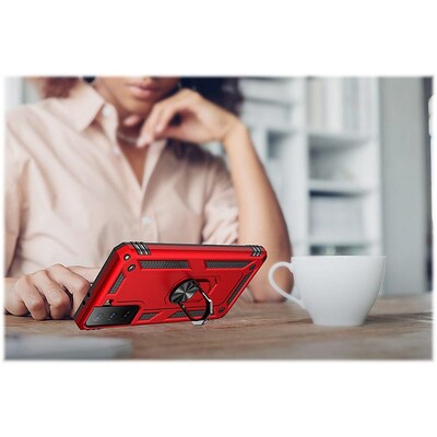 SaharaCase Military Kickstand Series Case for Samsung Galaxy S21 FE 5G, Red (CP00095)