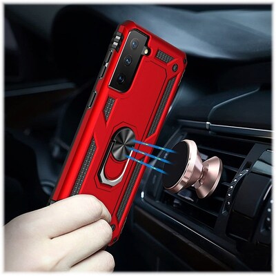 SaharaCase Military Kickstand Series Case for Samsung Galaxy S21 FE 5G, Red (CP00095)