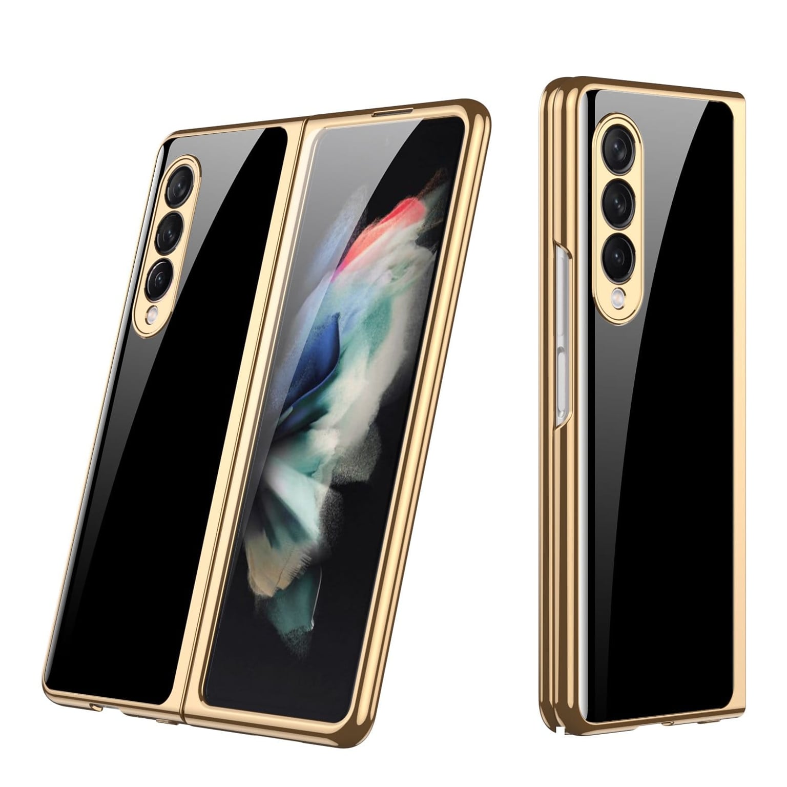 SaharaCase Marble Series Case for Samsung Galaxy Z Fold3 5G, Black/Gold (CP00110)