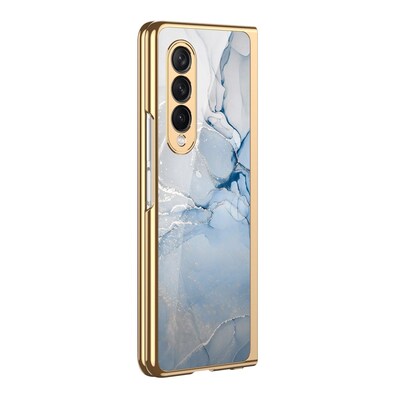 SaharaCase Marble Series Case for Samsung Galaxy Z Fold3 5G, Blue/Gold (CP00111)