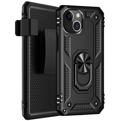 SaharaCase Kickstand with Belt Clip Case for Apple iPhone 13 Mini, Black (CP00117)