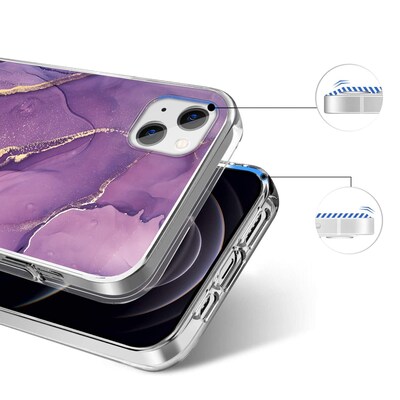 SaharaCase Marble Series Case for Apple iPhone 13, Purple/Gold (CP00136)