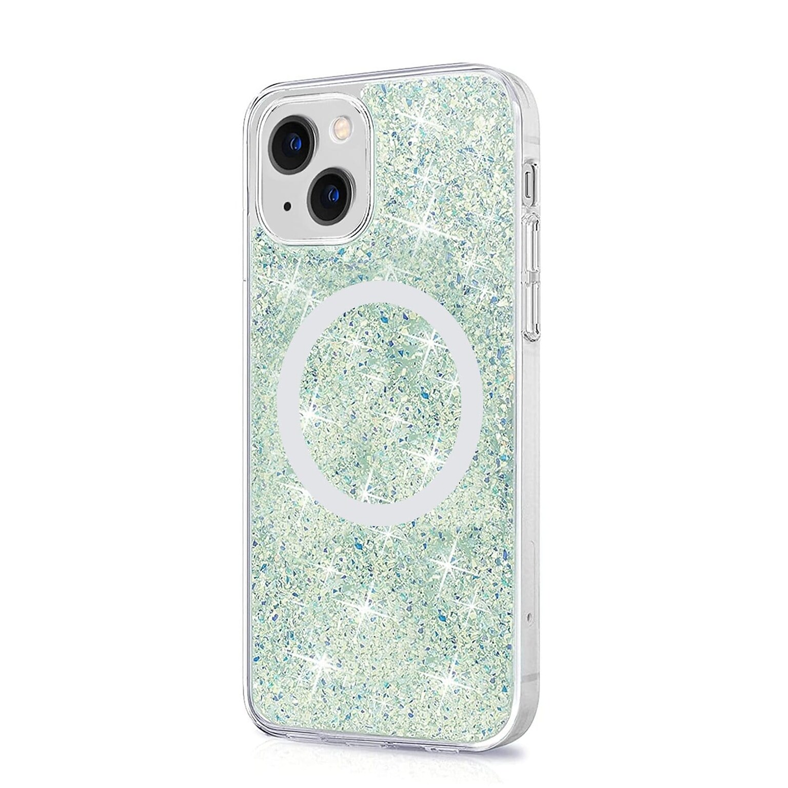 SaharaCase Sparkle Case with MagSafe for Apple iPhone 13, Clear, Teal, Green (CP00138)