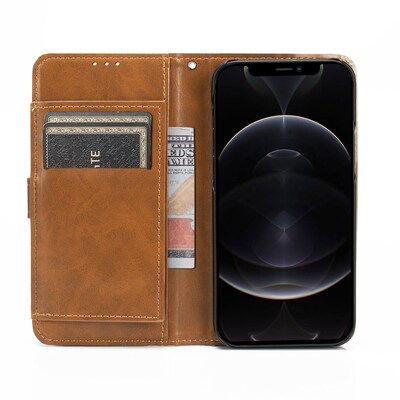 SaharaCase Folio Wallet Case for Apple iPhone 13 and iPhone 14, Brown (CP00140)