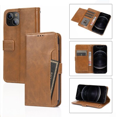 SaharaCase Folio Wallet Case for Apple iPhone 13 and iPhone 14, Brown (CP00140)