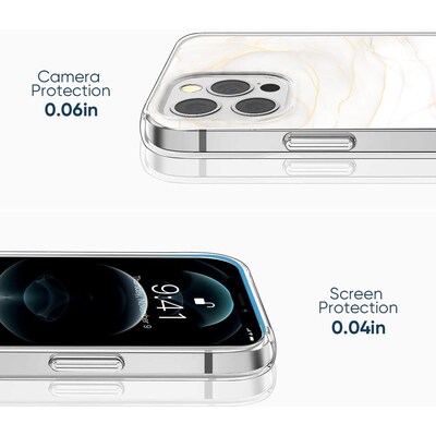 SaharaCase Marble Series Case for Apple iPhone 13 Pro, White/Gold (CP00148)