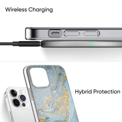 SaharaCase Marble Series Case for Apple iPhone 13 Pro, Blue/Gold (CP00149)