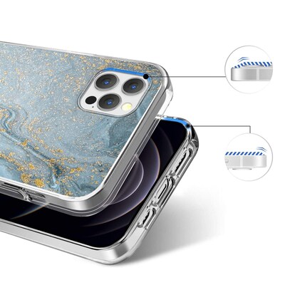 SaharaCase Marble Series Case for Apple iPhone 13 Pro, Blue/Gold (CP00149)