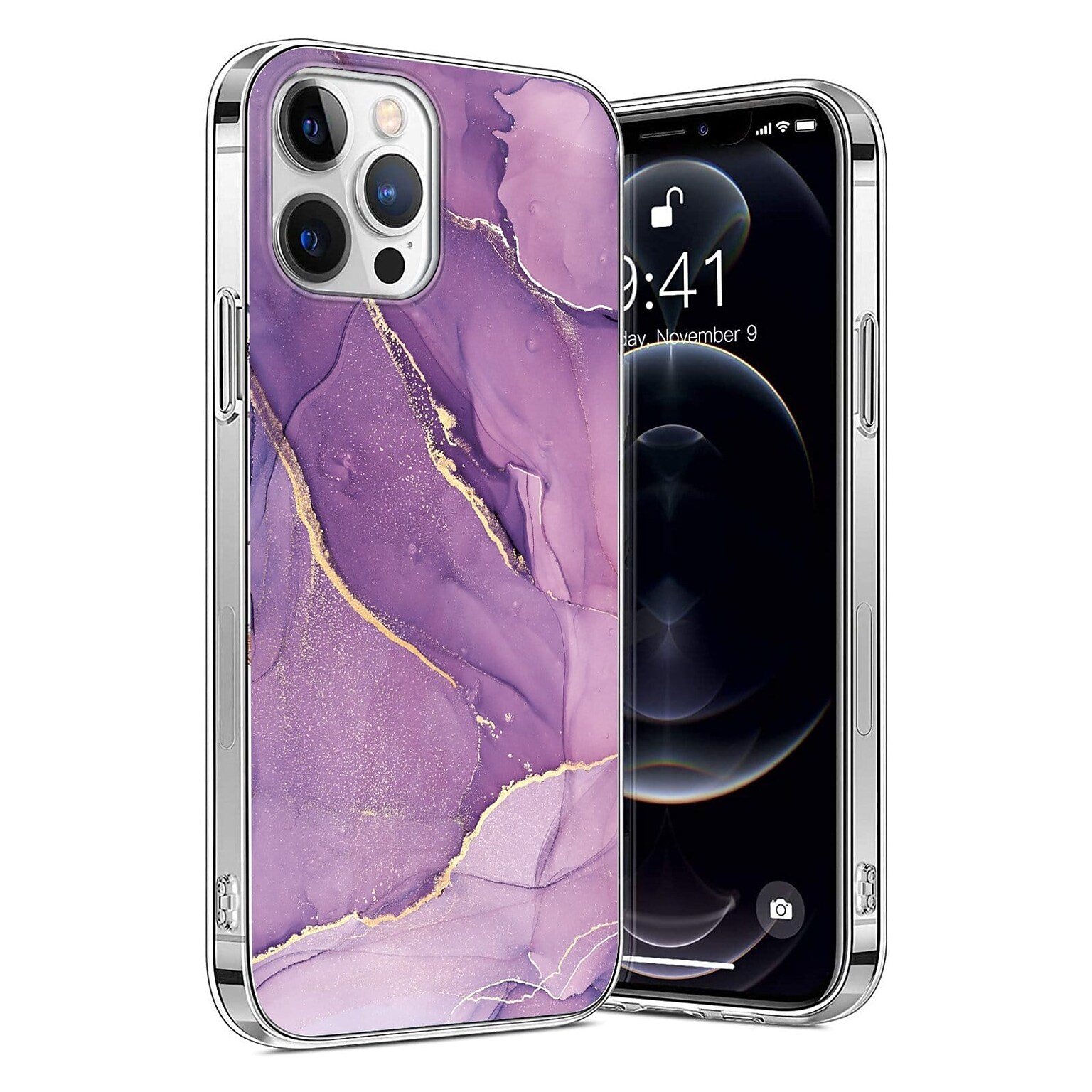 SaharaCase Marble Series Case for Apple iPhone 13 Pro, Purple/Gold (CP00150)