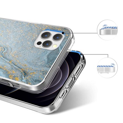 SaharaCase Marble Series Case for Apple iPhone 13 Pro Max, Blue/Gold (CP00163)