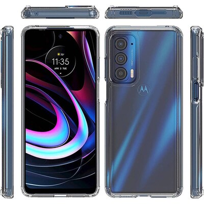 SaharaCase Hybrid-Flex Hard Shell Series Case for Motorola Edge (2021), Clear (CP00171)