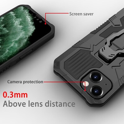 SaharaCase Military Kickstand Series with Belt Clip for Apple iPhone 13 & iPhone 14, Black (CP00177)