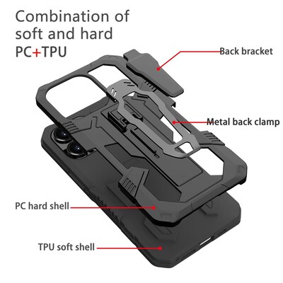 SaharaCase Military Kickstand Series with Belt Clip for Apple iPhone 13 Pro, Black (CP00178)