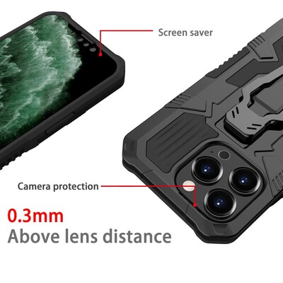 SaharaCase Military Kickstand Series with Belt Clip for Apple iPhone 13 Pro, Black (CP00178)