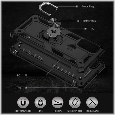 SaharaCase Military Kickstand Series Case for Motorola Moto G Pure and G Power 2022, Black (CP00190)