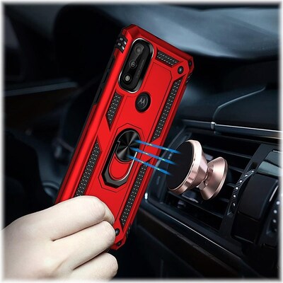SaharaCase Military Kickstand Series Case for Motorola Moto G Pure and G Power 2022, Red (CP00191)
