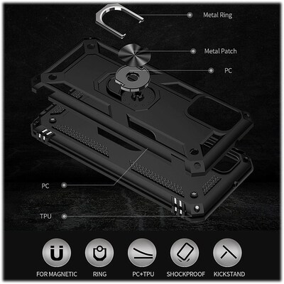 SaharaCase Military Kickstand Case with Belt Clip for Samsung Galaxy A03 and A03s, Black (CP00238)