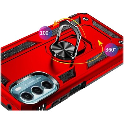 SaharaCase Military Kickstand with Belt Clip Case for Motorola Moto G 5G (2022), Red (CP00244)