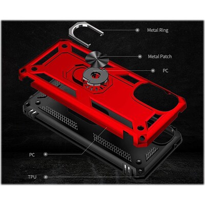 SaharaCase Military Kickstand with Belt Clip Case for Motorola Moto G 5G (2022), Red (CP00244)