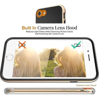 SaharaCase Trend Series Case for Apple iPhone 7, 8, SE (3rd Generation 2022), Black Gold 9CP00267)