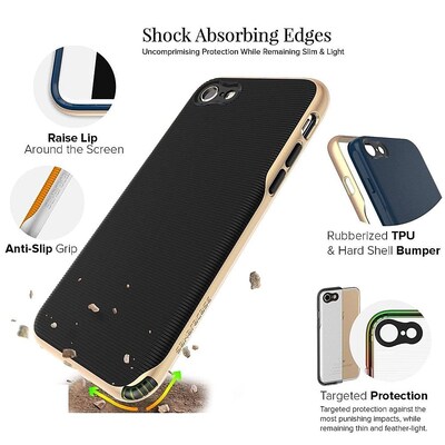 SaharaCase Trend Series Case for Apple iPhone 7, 8, SE (3rd Generation 2022), Black Gold 9CP00267)