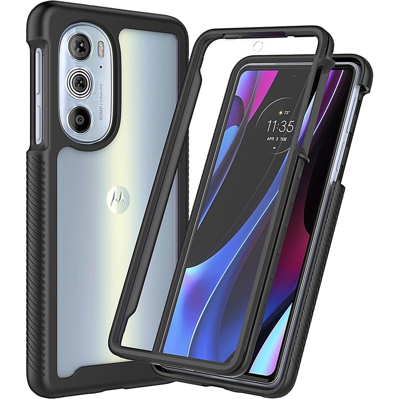 SaharaCase GRIP Series Case for Motorola Edge+ 2022, Black/Clear (CP00281)