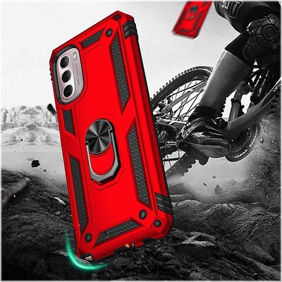 SaharaCase Military Kickstand Series Case for Motorola Moto G Stylus 5G (2022), Red (CP00288)