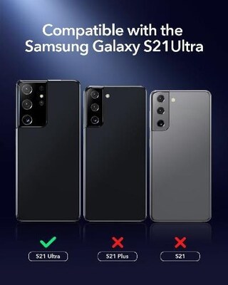 SaharaCase FlexiGlass Camera Lens Protector for Samsung Galaxy S21 Ultra 5G, Black, 2/Pack (ZD00021)