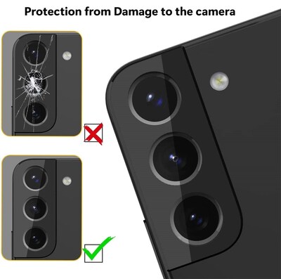 SaharaCase ZeroDamage Camera Lens Protector for Samsung Galaxy S22, Black, 2/Pack (ZD00078)