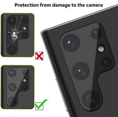 SaharaCase ZeroDamage Camera Lens Protector for Samsung Galaxy S22 Ultra, Black, 2/Pack (ZD00080)