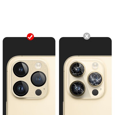 SaharaCase ZeroDamage Camera Lens Protector for Apple iPhone 14 Pro and iPhone 14 Pro Max, Gold, 2/Pack (ZD00104)