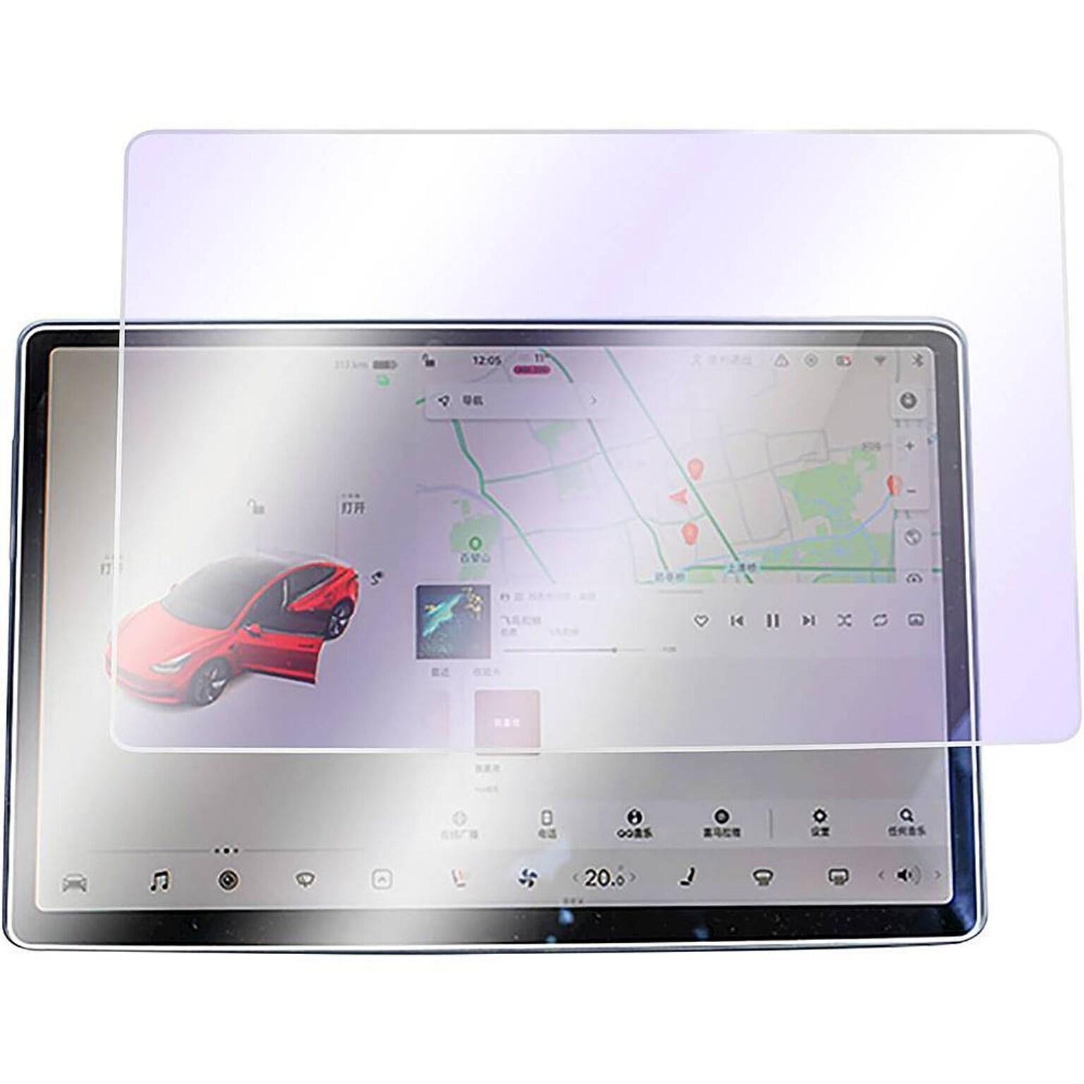 SaharaCase  ZeroDamage Ultra Strong Tempered Glass Screen Protector for Tesla Model 3 and Model Y, Anti-Blue (ZD-T00006)