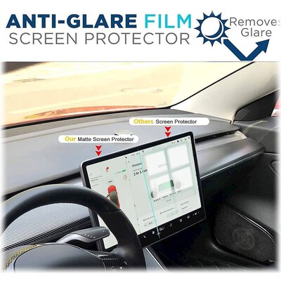 SaharaCase  ZeroDamage Ultra Strong Tempered Glass Screen Protector for Tesla Model 3 and Model Y, Matte Clear (ZD-T00007)