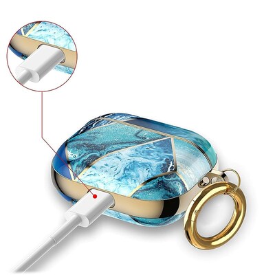 SaharaCase Marble Case for Apple AirPods 3 (3rd Generation), Blue/Gold (HP00083)